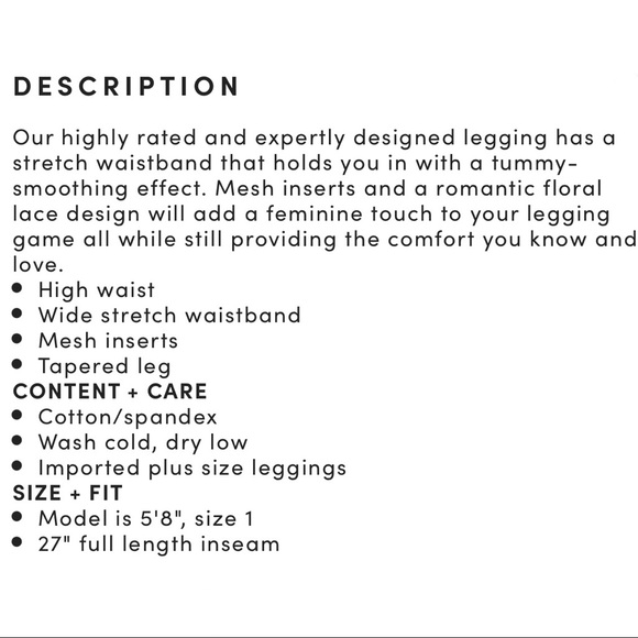 Torrid Women’s Plus Size Mesh & Floral Black Premium Legging Large 1X 2X 3X 4X - Picture 5 of 14